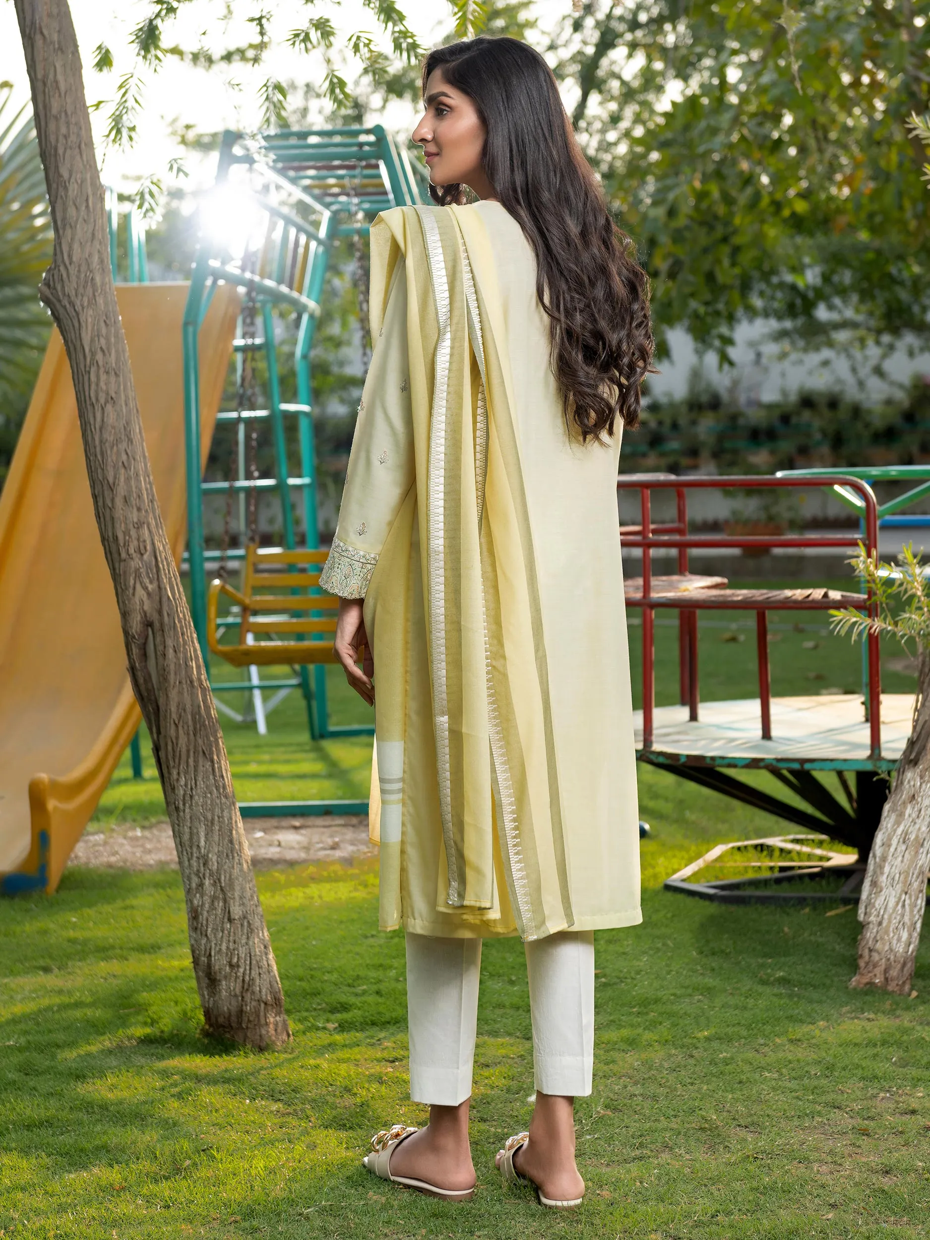3 Piece Yarn-Dyed Suit-Embroidered (Unstitched) | Lime Light Women Eid Collection 2023