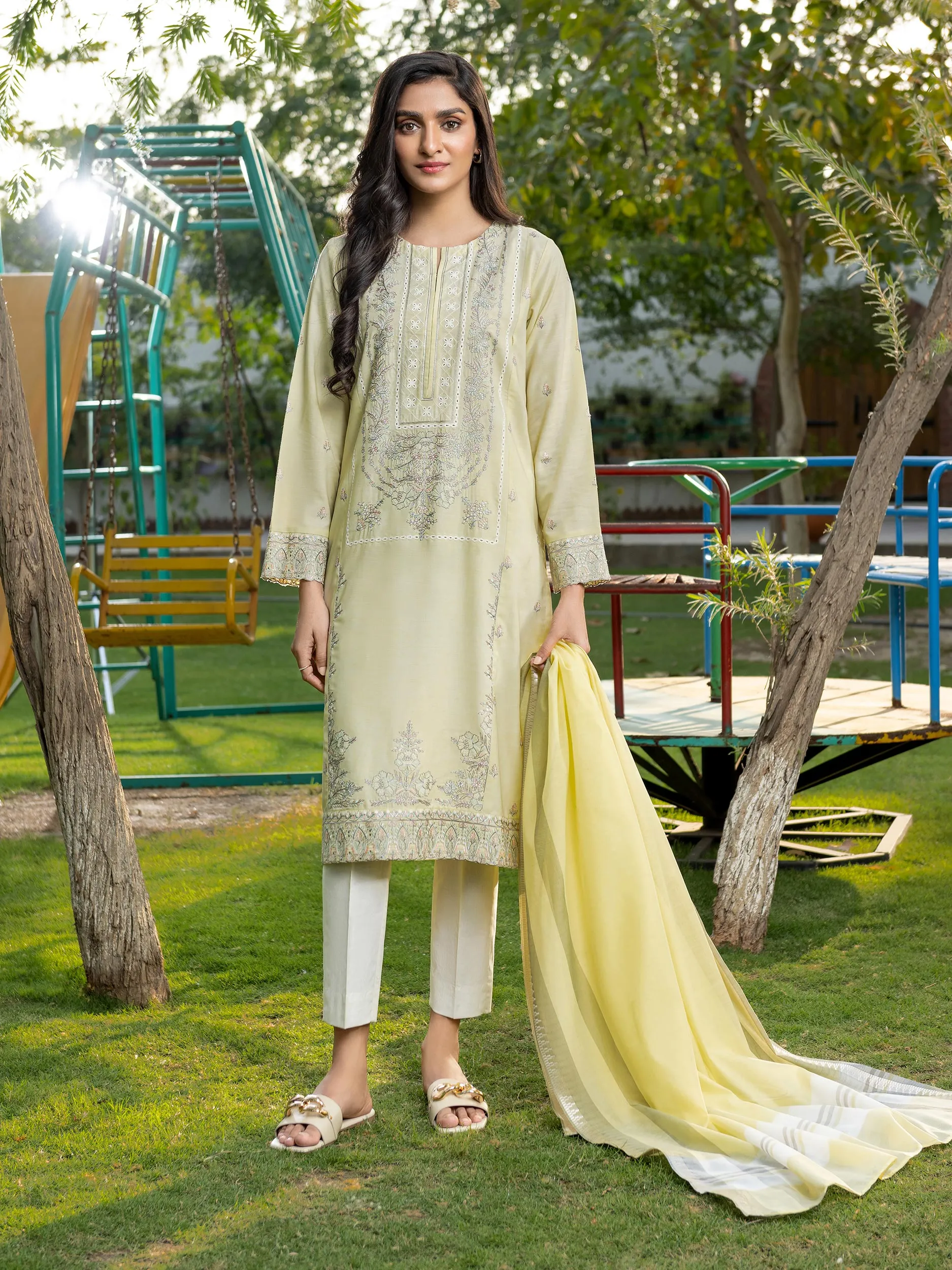 3 Piece Yarn-Dyed Suit-Embroidered (Unstitched) | Lime Light Women Eid Collection 2023