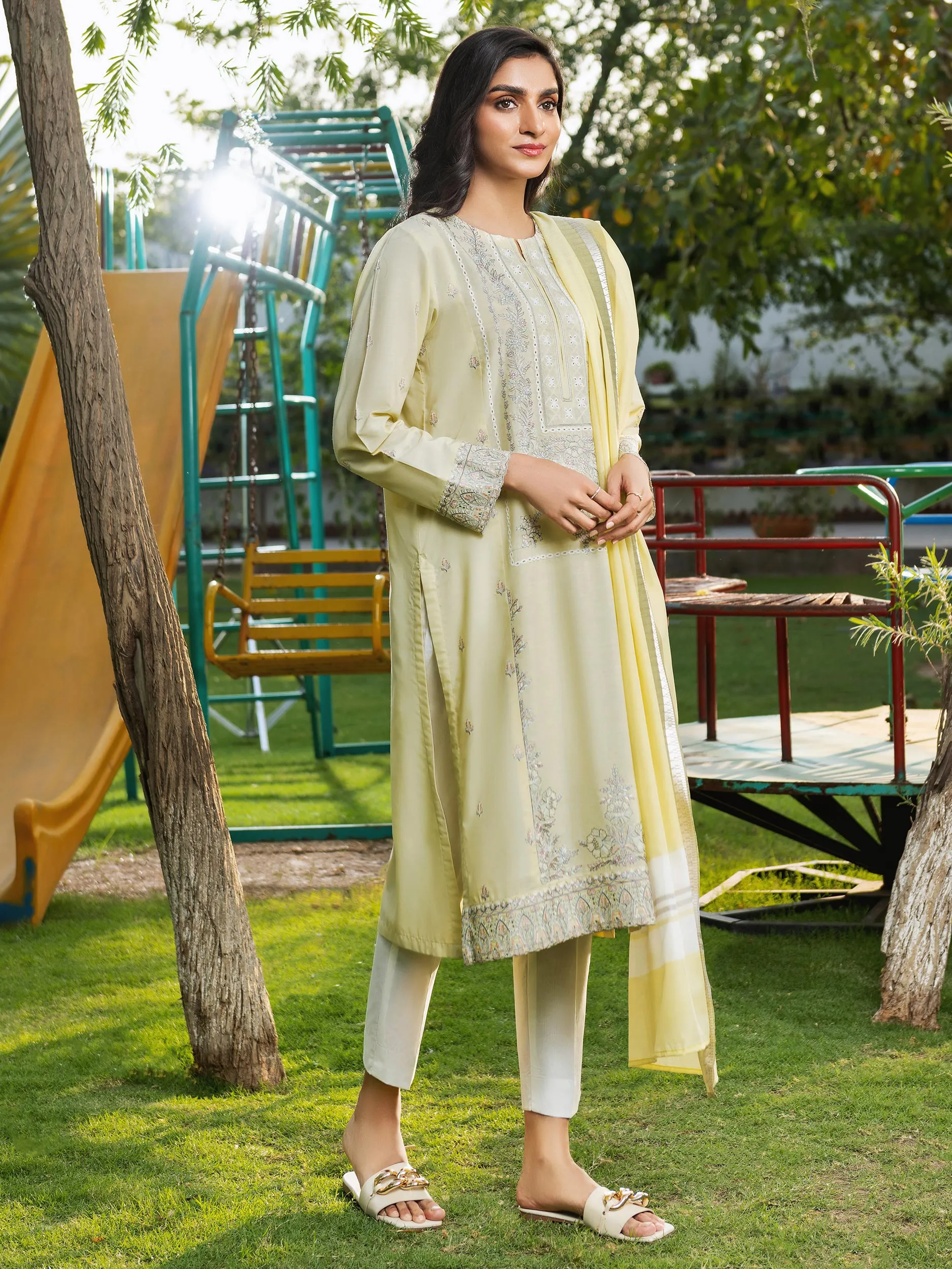 3 Piece Yarn-Dyed Suit-Embroidered (Unstitched) | Lime Light Women Eid Collection 2023