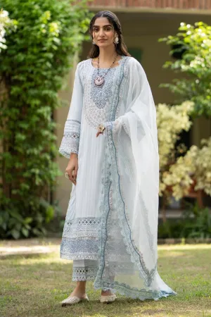3PC Unstitched | Embroidered  Jacquard Shirt   Organza Dupatta   Trouser