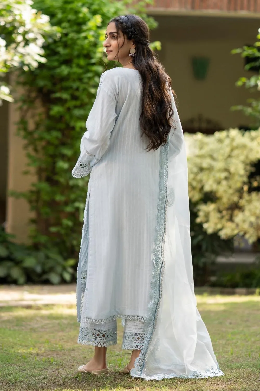 3PC Unstitched | Embroidered  Jacquard Shirt   Organza Dupatta   Trouser