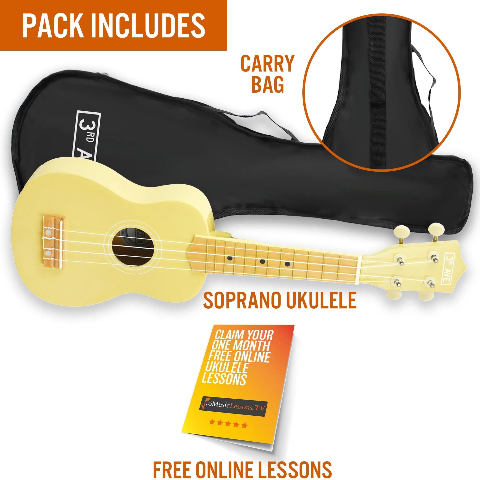 3rd Avenue Pastel Soprano Ukulele with Bag