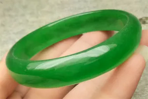 54-56mm Certified Natural Icy Green Jadeite Emerald A Jade HandCarved Bangle A1940 with Gift Box