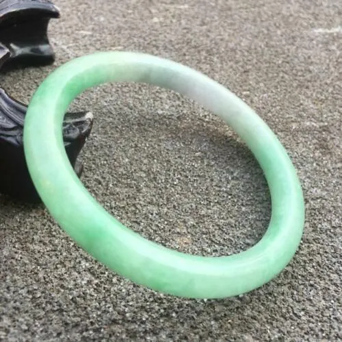 56-58mm Certified Natural 3 Color Jadeite Emerald A Jade HandCarved Round Bangle GX3034 with Gift Box