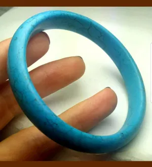 60/61/62mm Certified Natural Blue Turquoise HandCarved Bracelet Bangle A1940