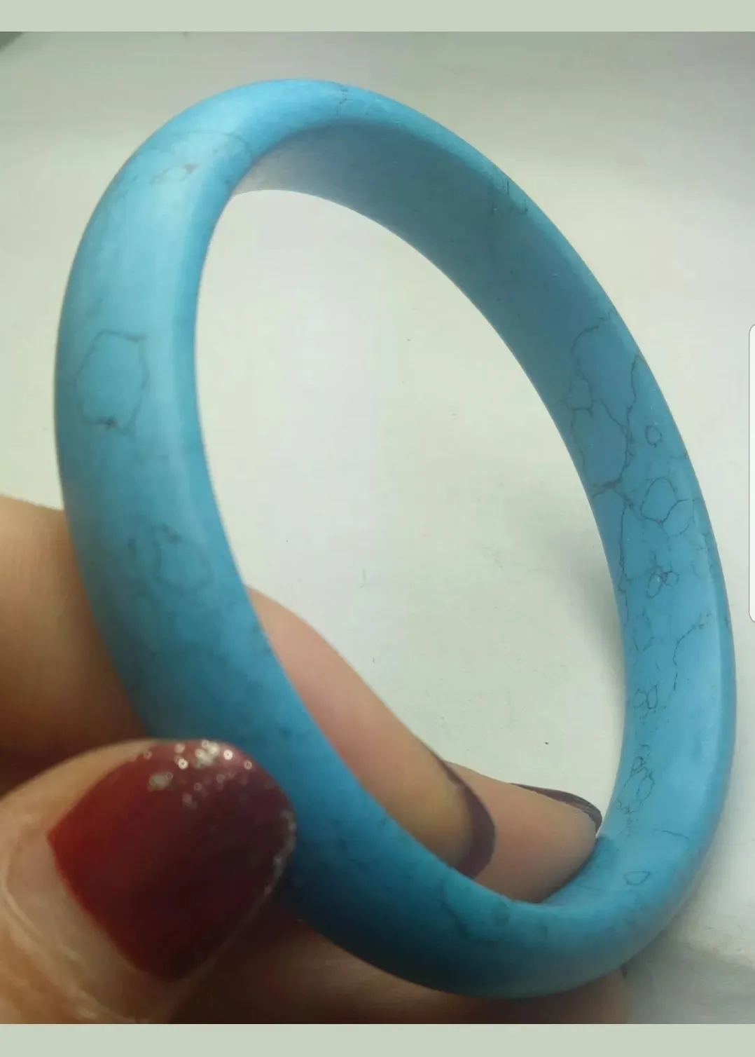 60/61/62mm Certified Natural Blue Turquoise HandCarved Bracelet Bangle A1940