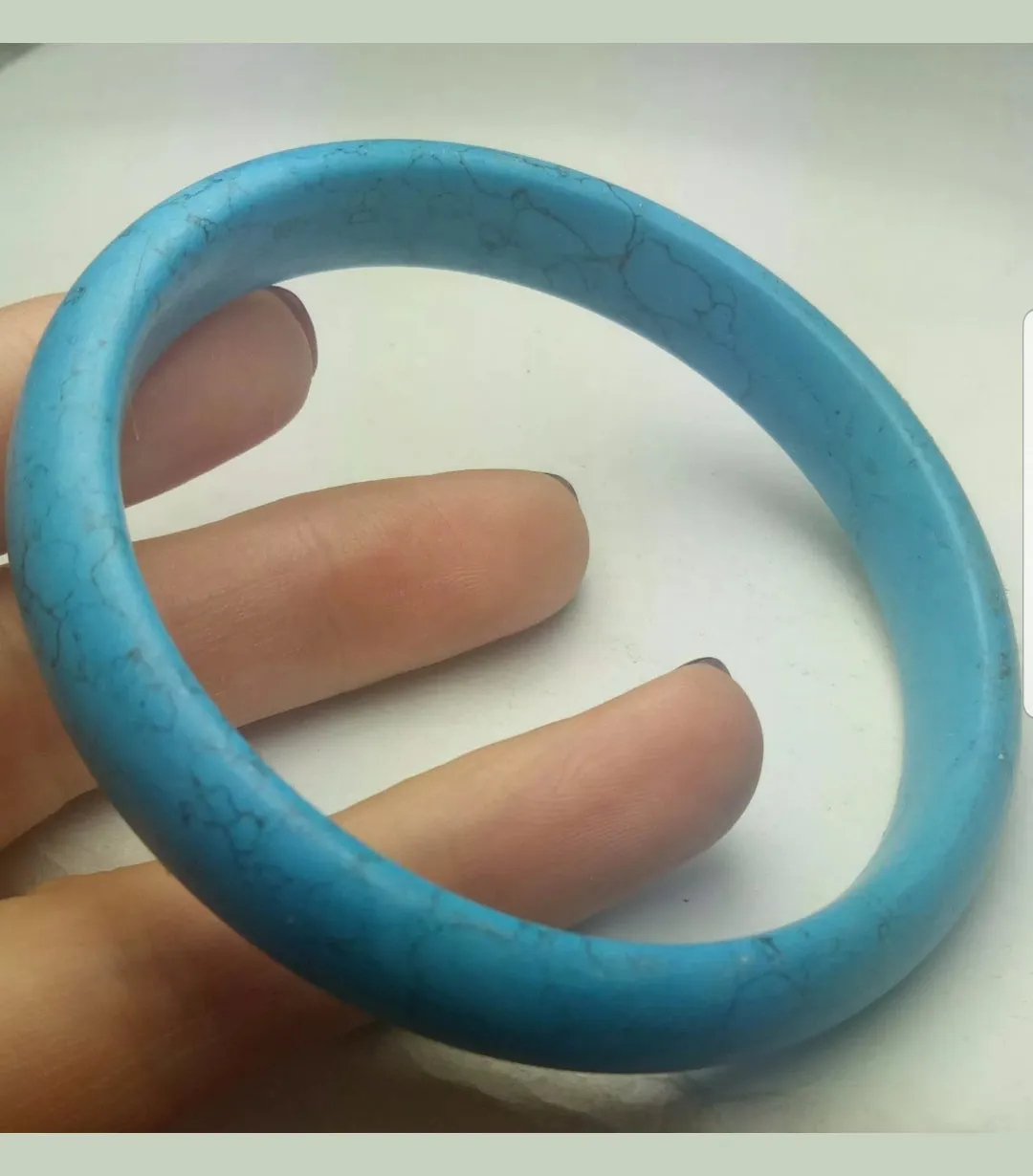 60/61/62mm Certified Natural Blue Turquoise HandCarved Bracelet Bangle A1940