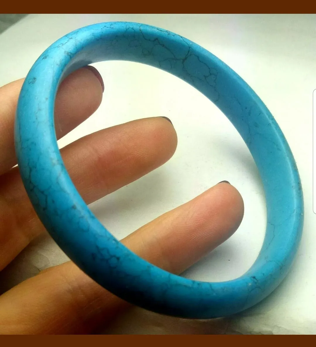 60/61/62mm Certified Natural Blue Turquoise HandCarved Bracelet Bangle A1940