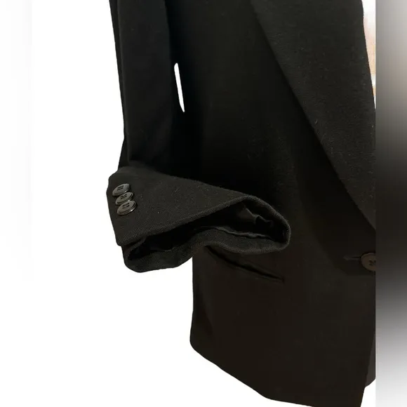 70s WOOL PREPPY BLACK CLASSIC BLAZER 1 BUTTON CLOSURE MINIMALIST QUIET LUXURY 6