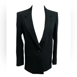 70s WOOL PREPPY BLACK CLASSIC BLAZER 1 BUTTON CLOSURE MINIMALIST QUIET LUXURY 6