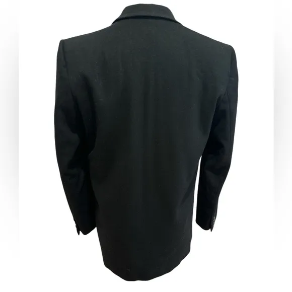 70s WOOL PREPPY BLACK CLASSIC BLAZER 1 BUTTON CLOSURE MINIMALIST QUIET LUXURY 6