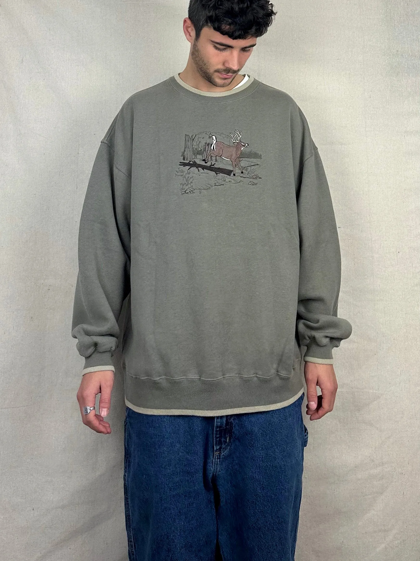 90's Big Buck Embroidered Vintage Sweatshirt Size 2XL