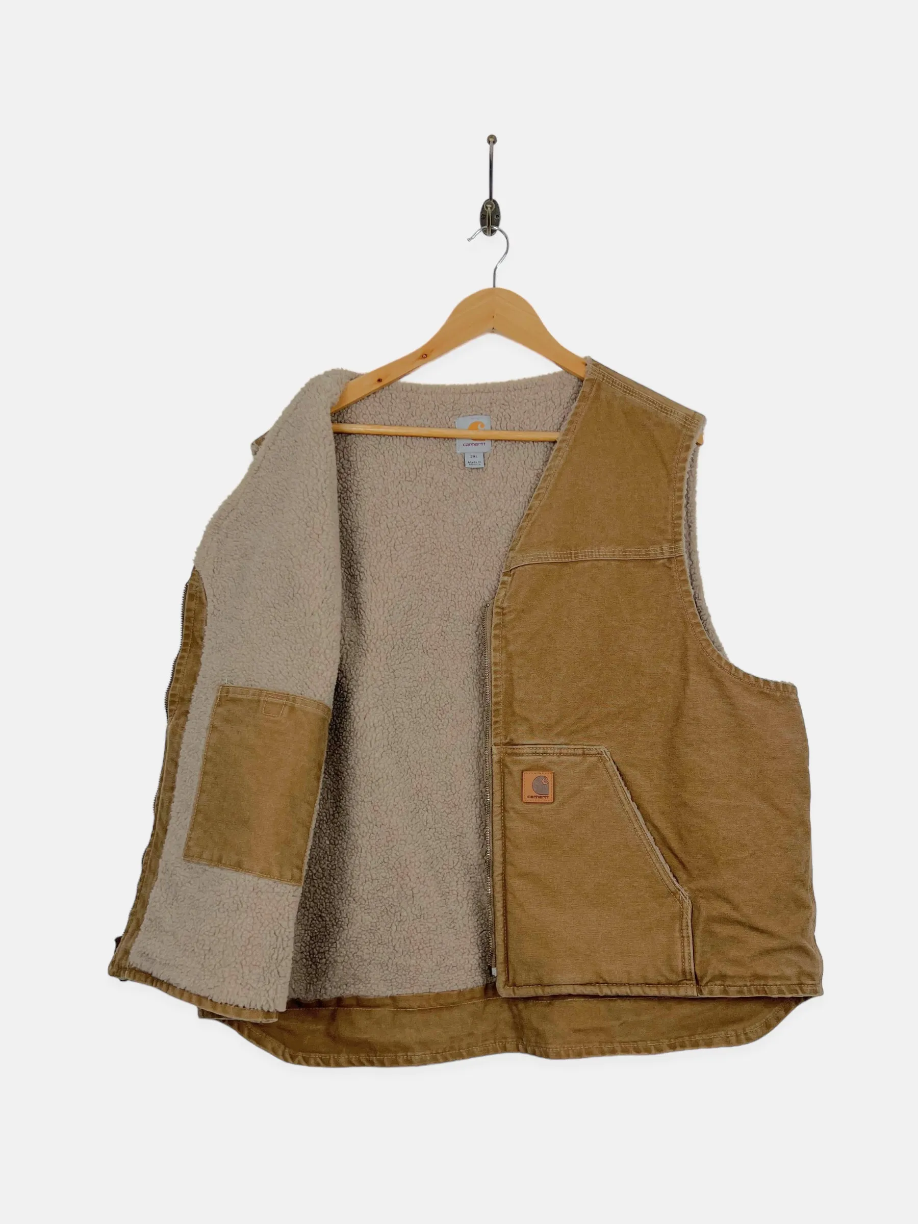 90's Carhartt Embroidered Heavy Duty Sherpa Lined Vest Size 2XL