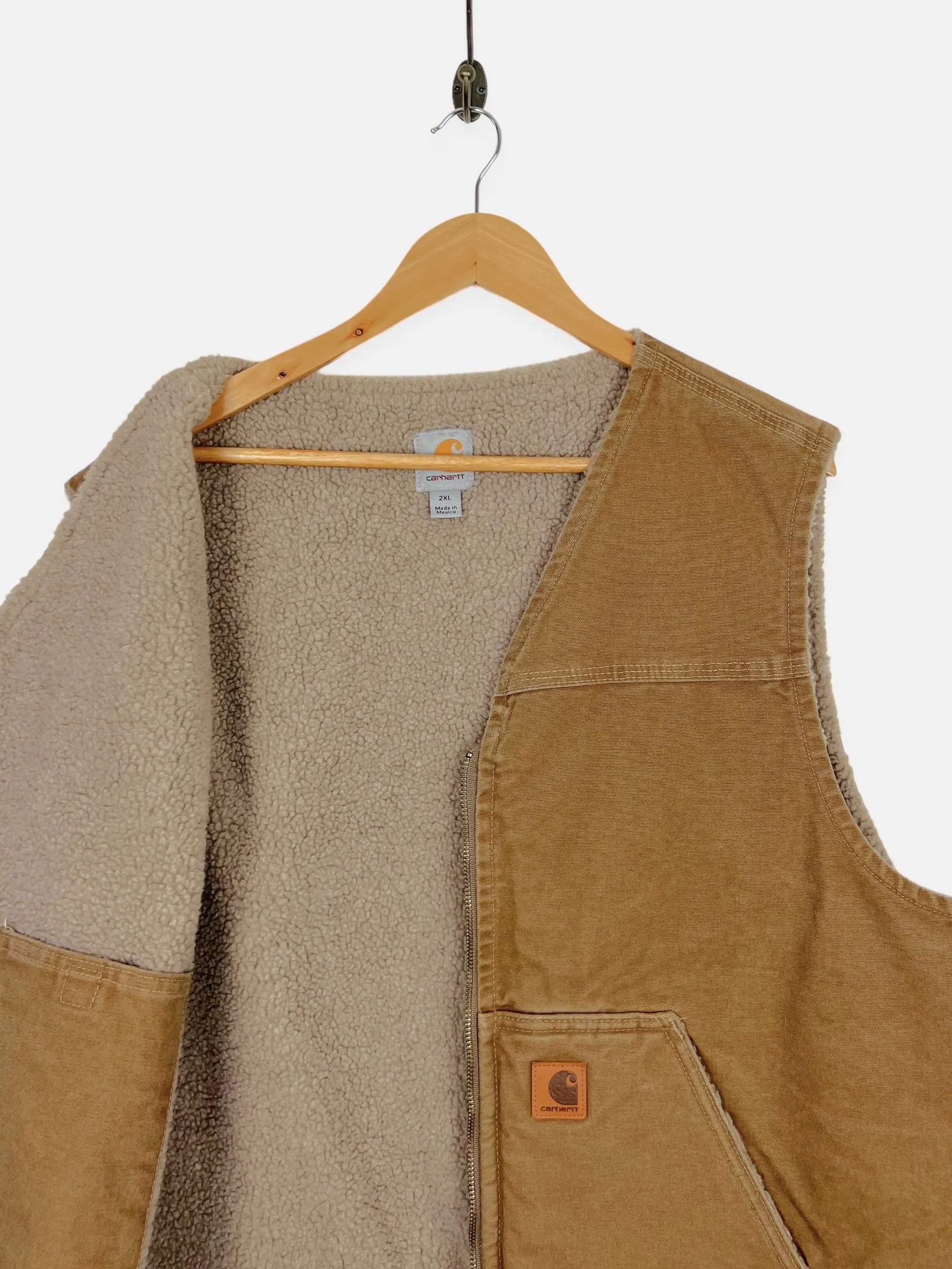 90's Carhartt Embroidered Heavy Duty Sherpa Lined Vest Size 2XL