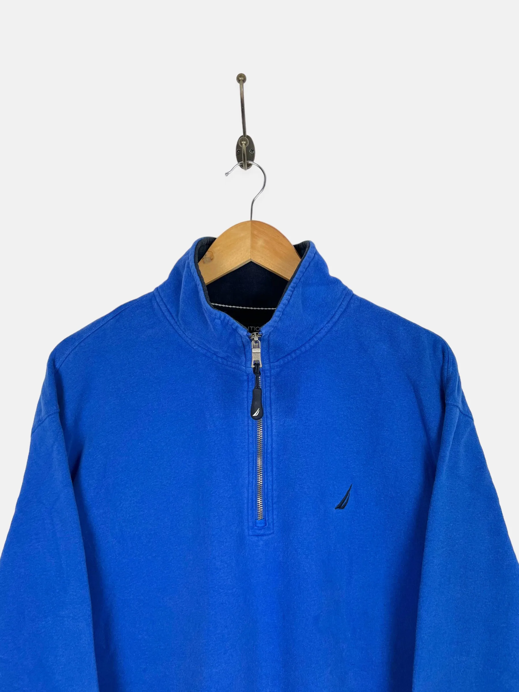90's Nautica Embroidered Vintage Quarterzip Sweatshirt Size XL