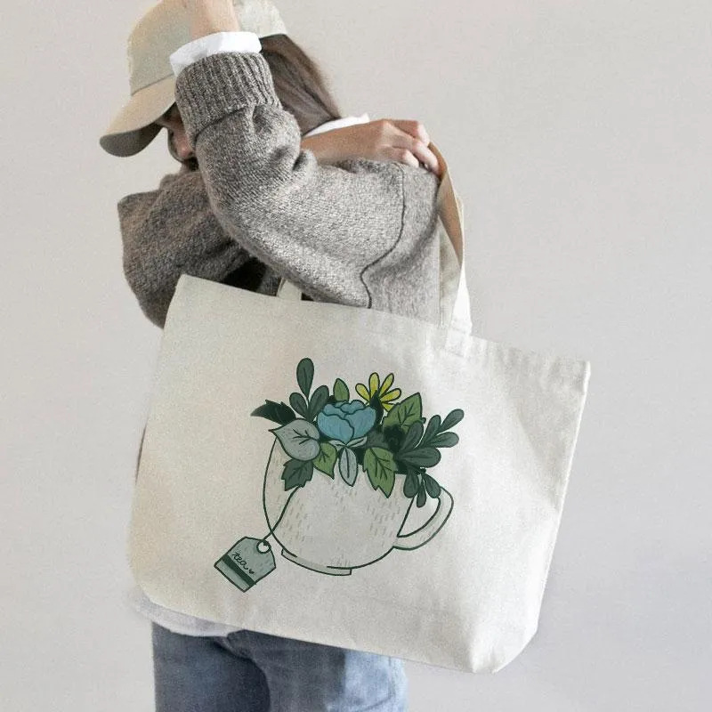 A CUP OF "GREEN TEA" CANVAS BAG
