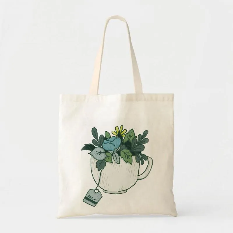 A CUP OF "GREEN TEA" CANVAS BAG