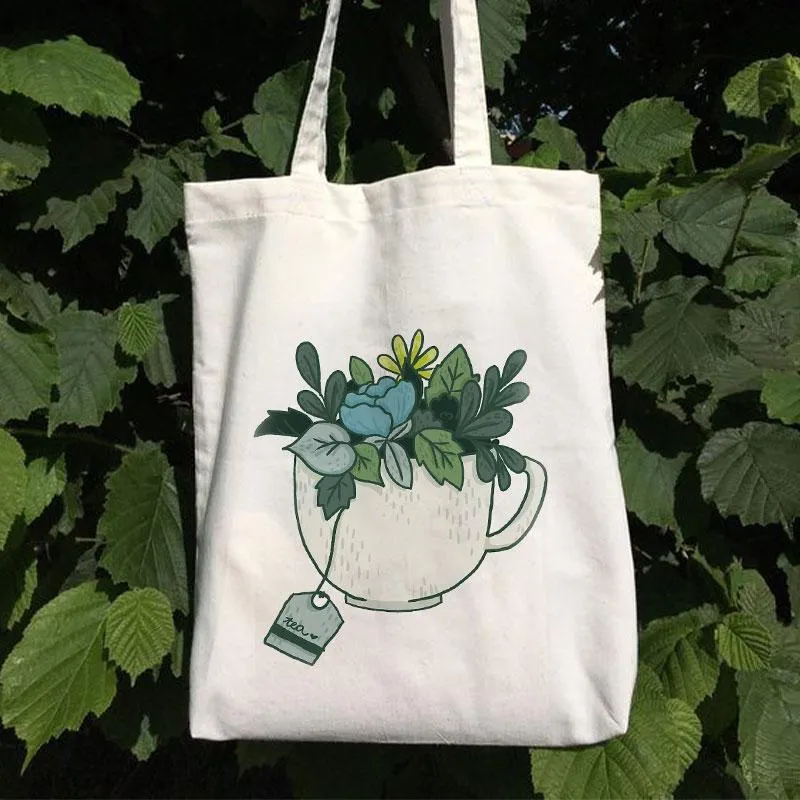 A CUP OF "GREEN TEA" CANVAS BAG