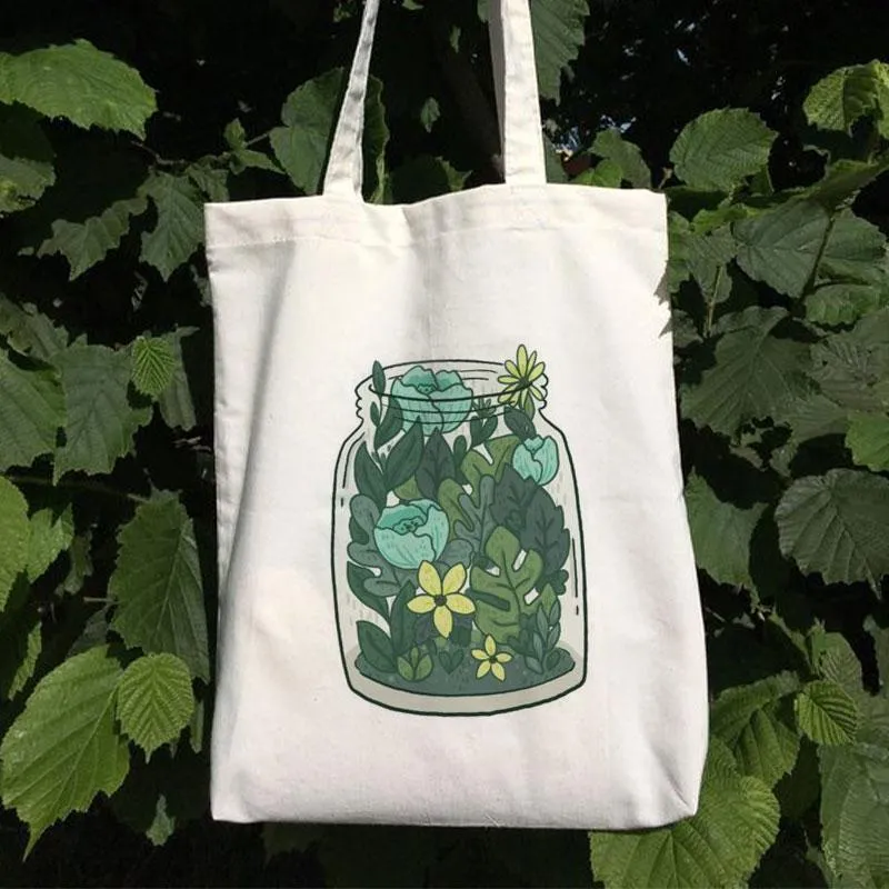 A JAR OF LEAVES CANVAS BAG