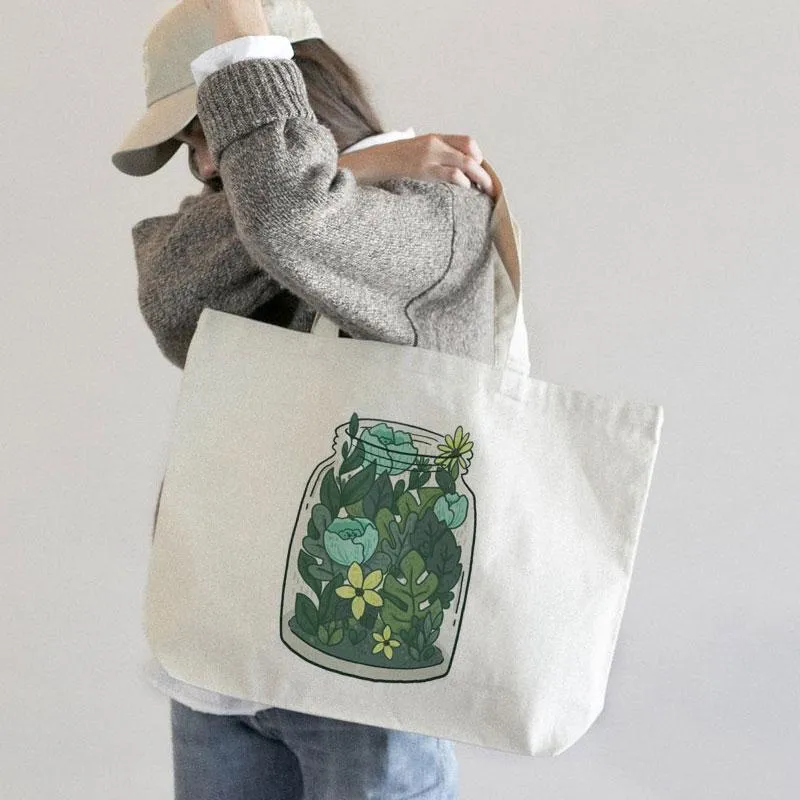 A JAR OF LEAVES CANVAS BAG