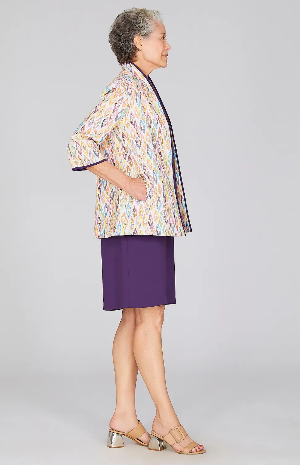 Abstract Feather High Neck Jacket