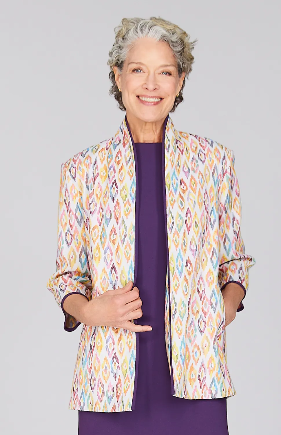 Abstract Feather High Neck Jacket