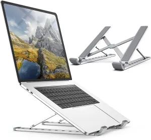Alloy Creative Portable Laptop Stand Foldable Adjustable Laptop Stand Holder Universal Ergonomic Aluminium Alloy Travel Mini Ventilated Notebook Stand for Macbook Notebook Computer PC iPad Tablet