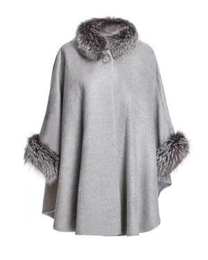 Alpaca Cape with Dyed Silver Fox