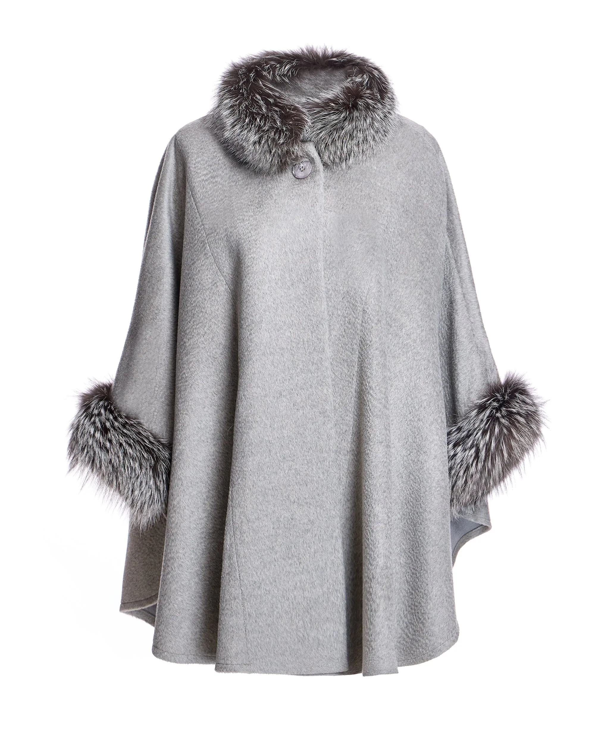 Alpaca Cape with Dyed Silver Fox