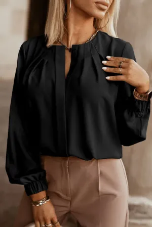 Amora Button Up Round Neck Long Sleeve Shirt