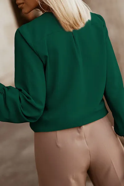 Amora Button Up Round Neck Long Sleeve Shirt