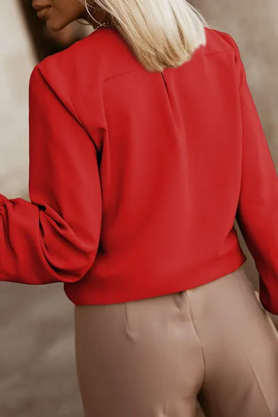 Amora Button Up Round Neck Long Sleeve Shirt