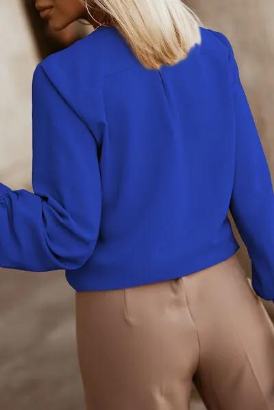 Amora Button Up Round Neck Long Sleeve Shirt