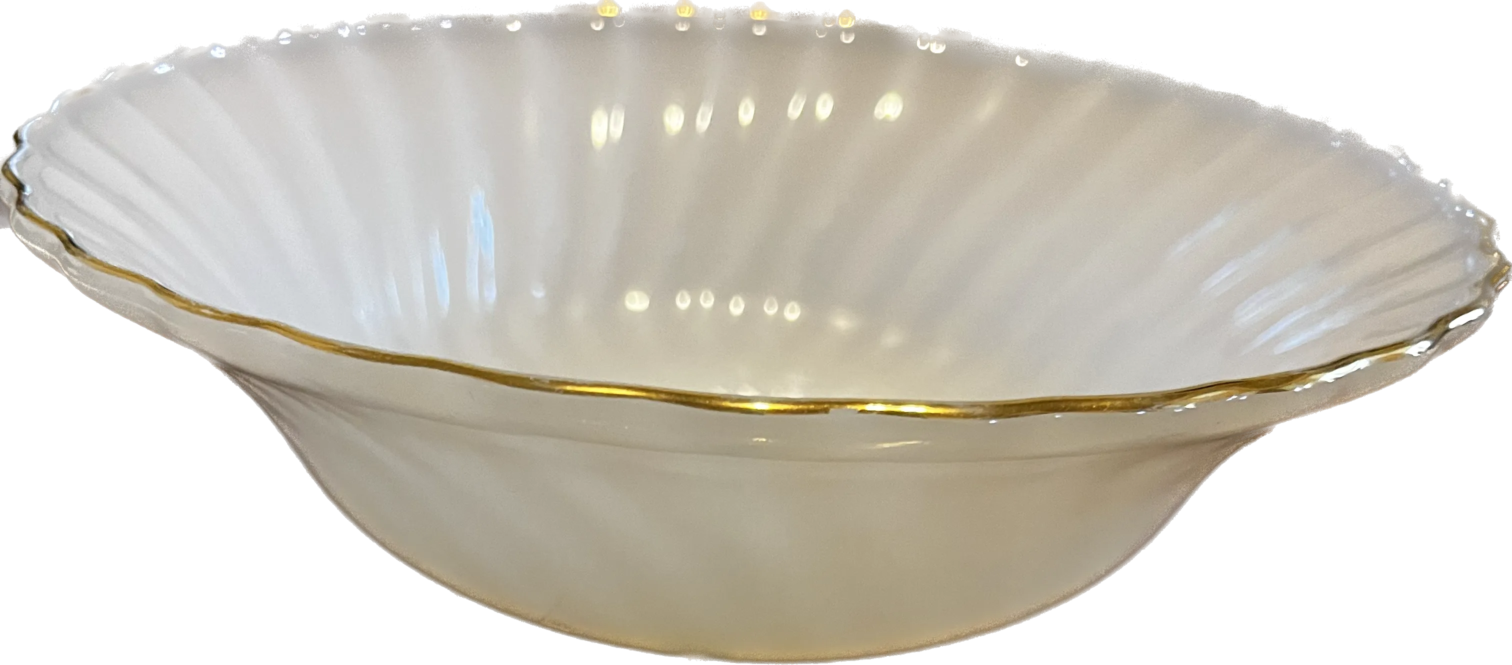 Anchor Hocking White Bowl with Gold Rim