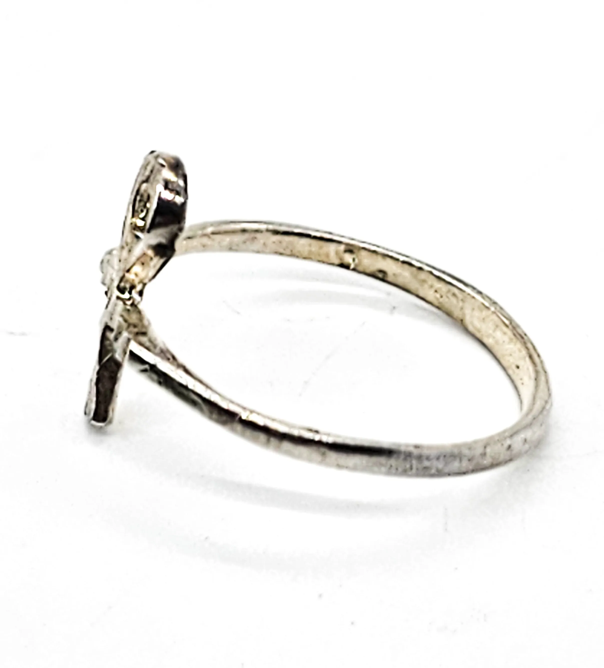 Ankh Key of Life Egyptian Revival vintage sterling silver etched ring size 8.5