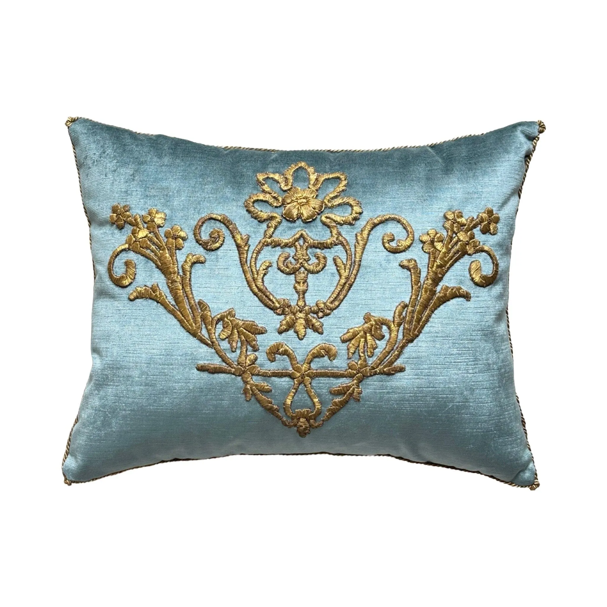 Antique Ottoman Empire Raised Gold Metallic Embroidery (#E021924A&B | 15 x 19")