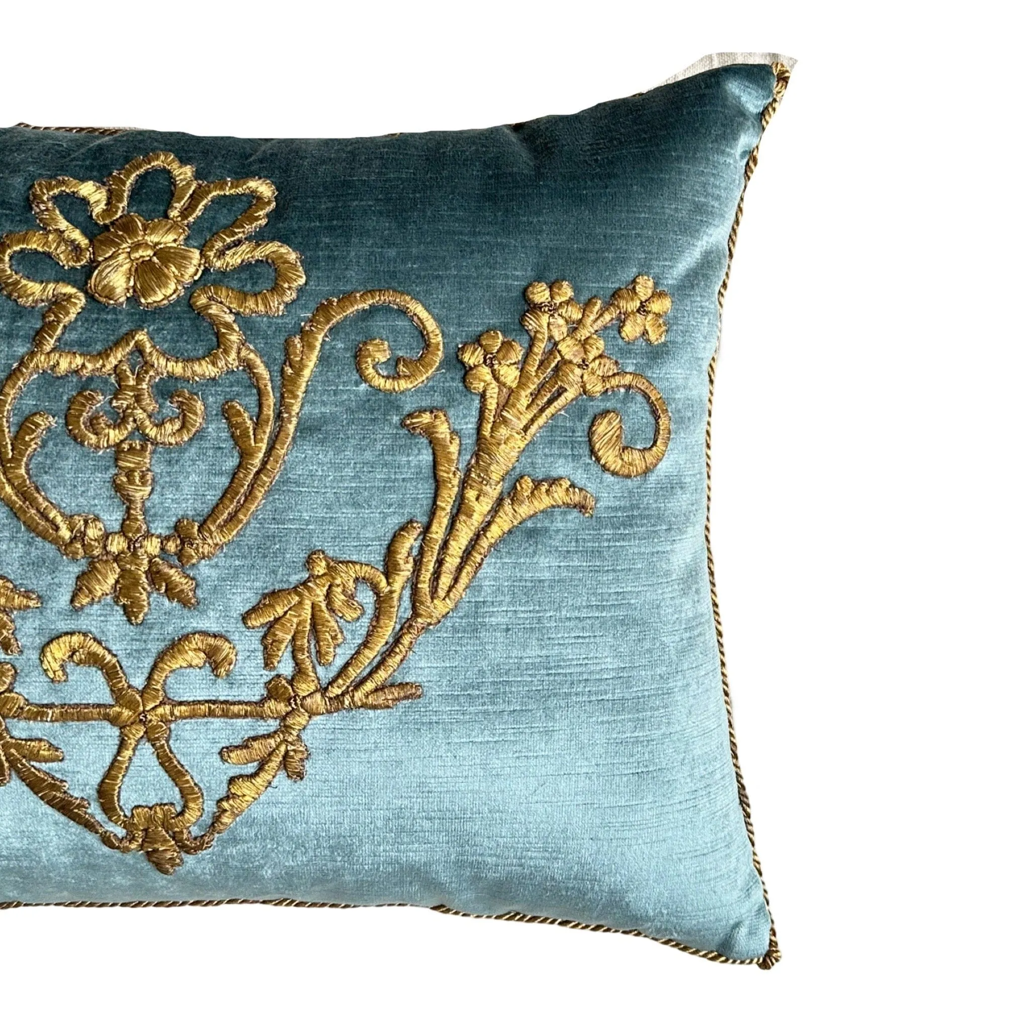 Antique Ottoman Empire Raised Gold Metallic Embroidery (#E021924A&B | 15 x 19")
