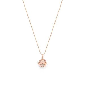 Aromatherapy Diffuser Locket Round Foliate Pendant, Rose Gold