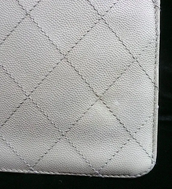 Authentic Chanel Vintage Beige Quilted Caviar 2.55 Flapover