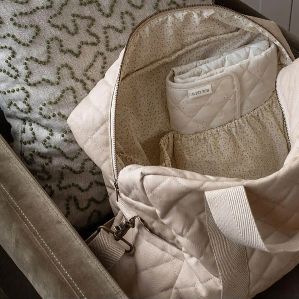 AVERY ROW Baby Changing Bag - Natural (With Pram Clips)