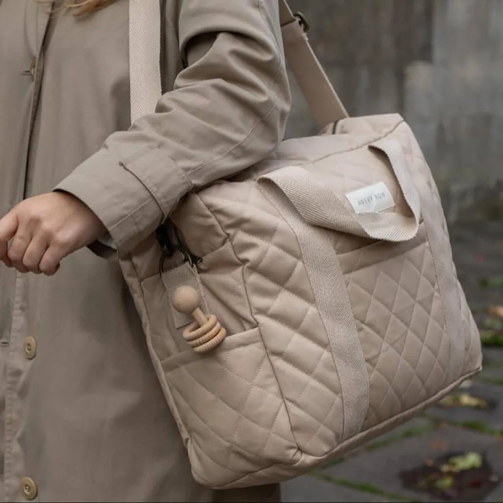 AVERY ROW Baby Changing Bag - Natural (With Pram Clips)
