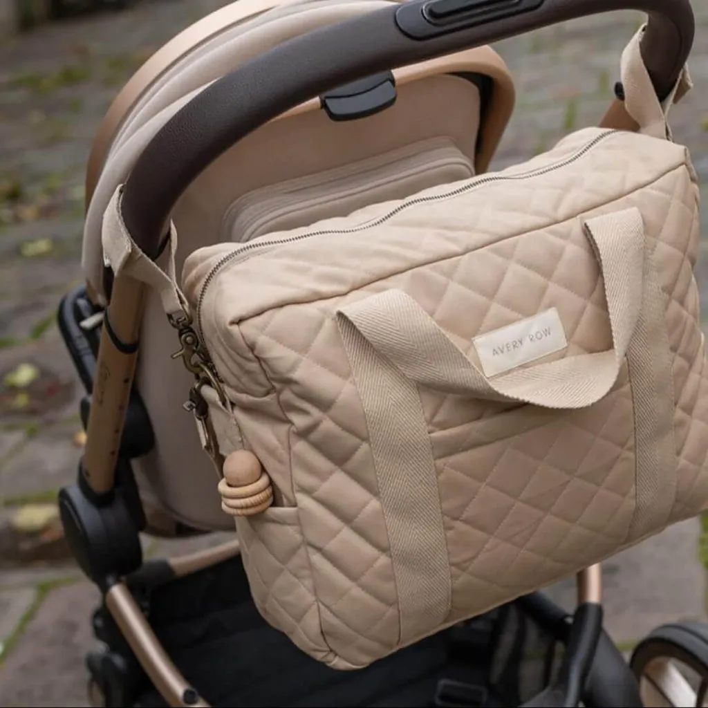 AVERY ROW Baby Changing Bag - Natural (With Pram Clips)