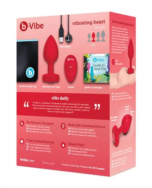 B-Vibe Vibrating Heart Plug Red - Medium/Large