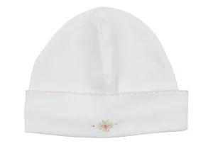 Baby Girl's Hat with Rosebud Embroidered