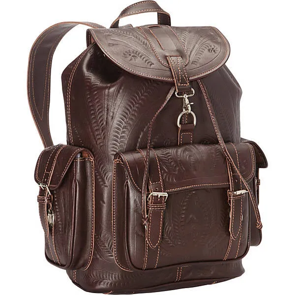 Backpack, Hand Tooled Leather, Multi Colors, 784