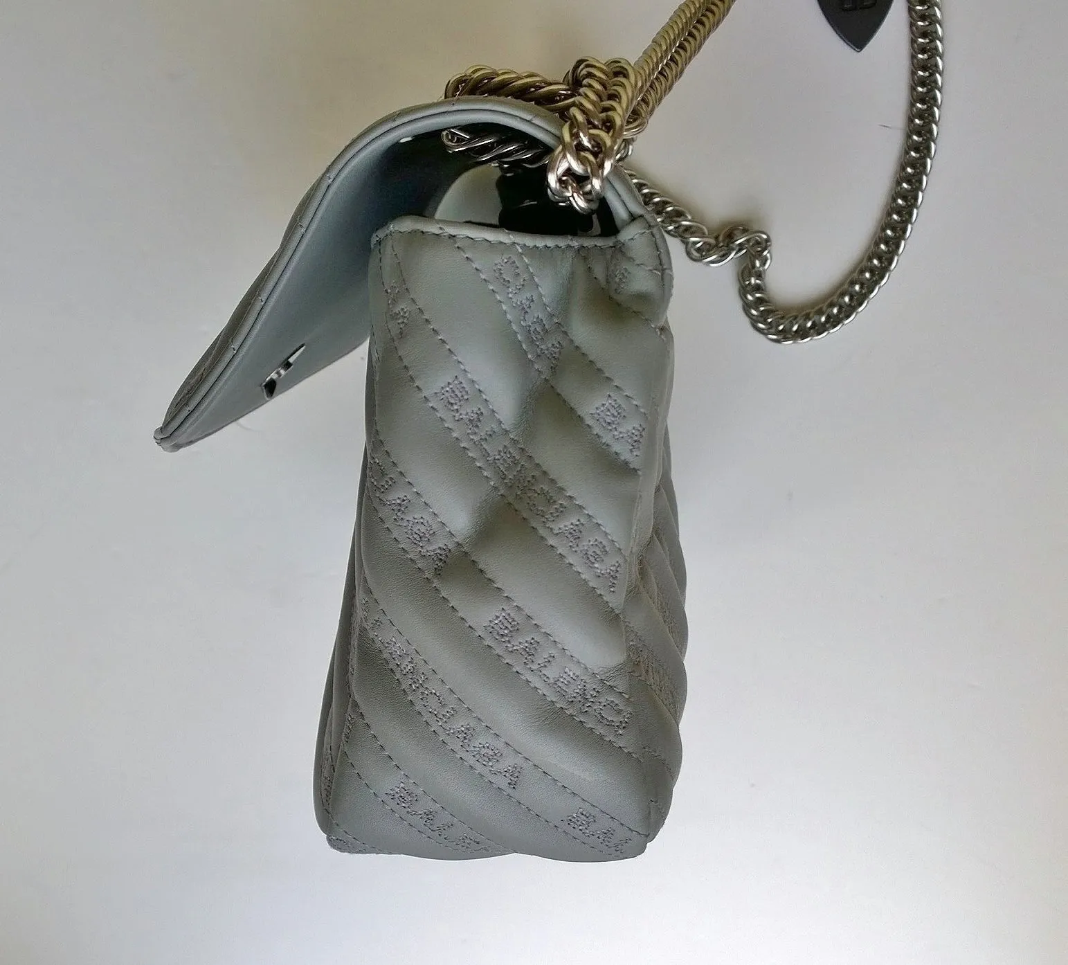 Balenciaga BB Grey Leather Paris Charm Bracelet Bag
