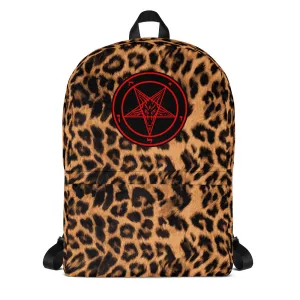 Baphomet Pentagram Leopard Print Backpack / All Over Print