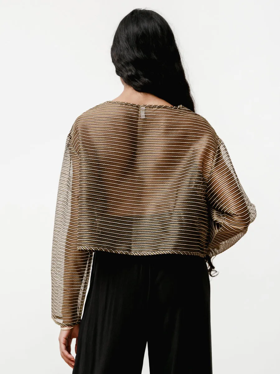 bare crop - see thru black/gold