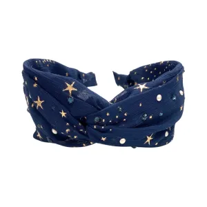 Bari Lynn Gold Stars Twist Headband with Pearls & Crystals