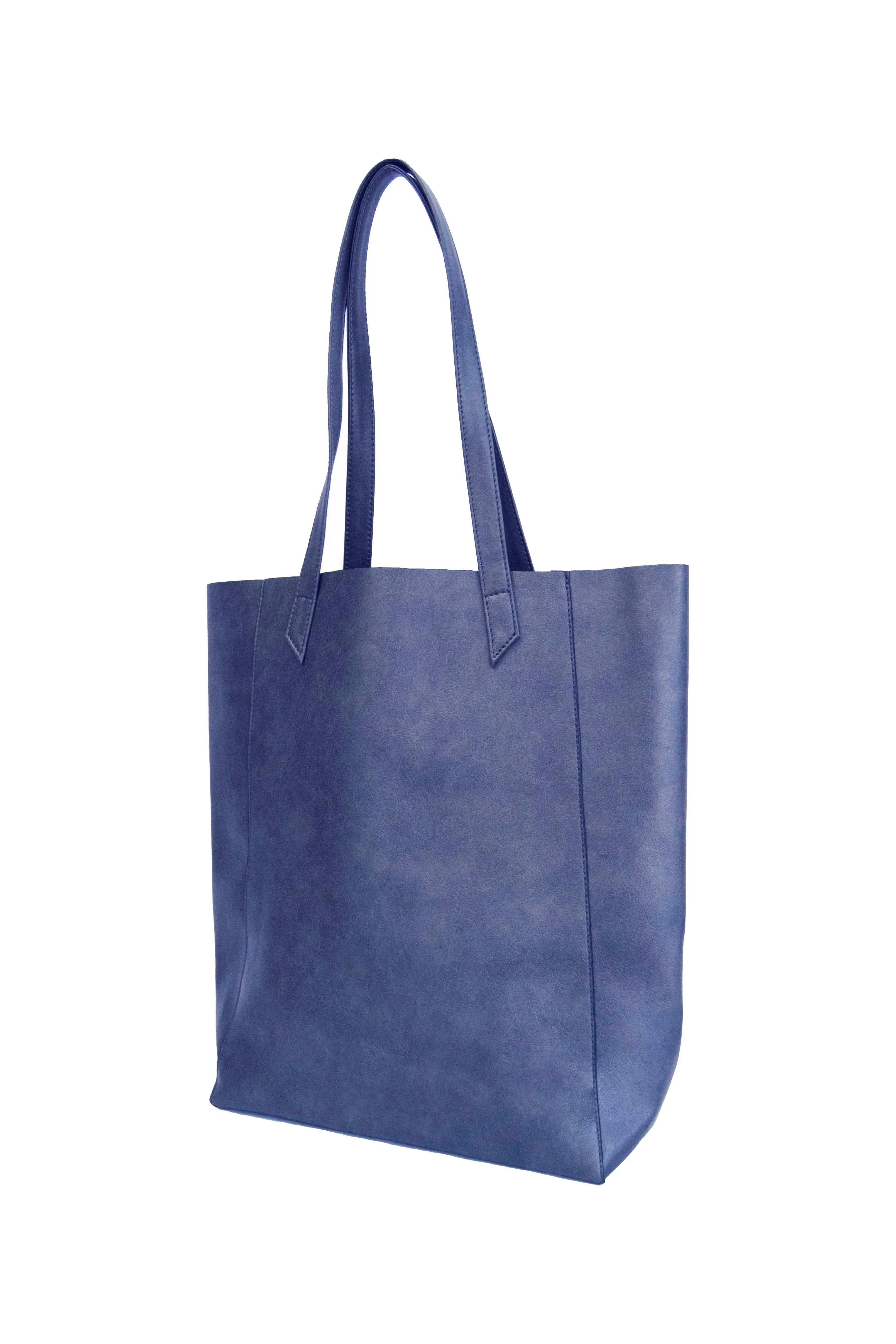 Basic Vegan Leather Everyday Tote Bag | Navy Blue